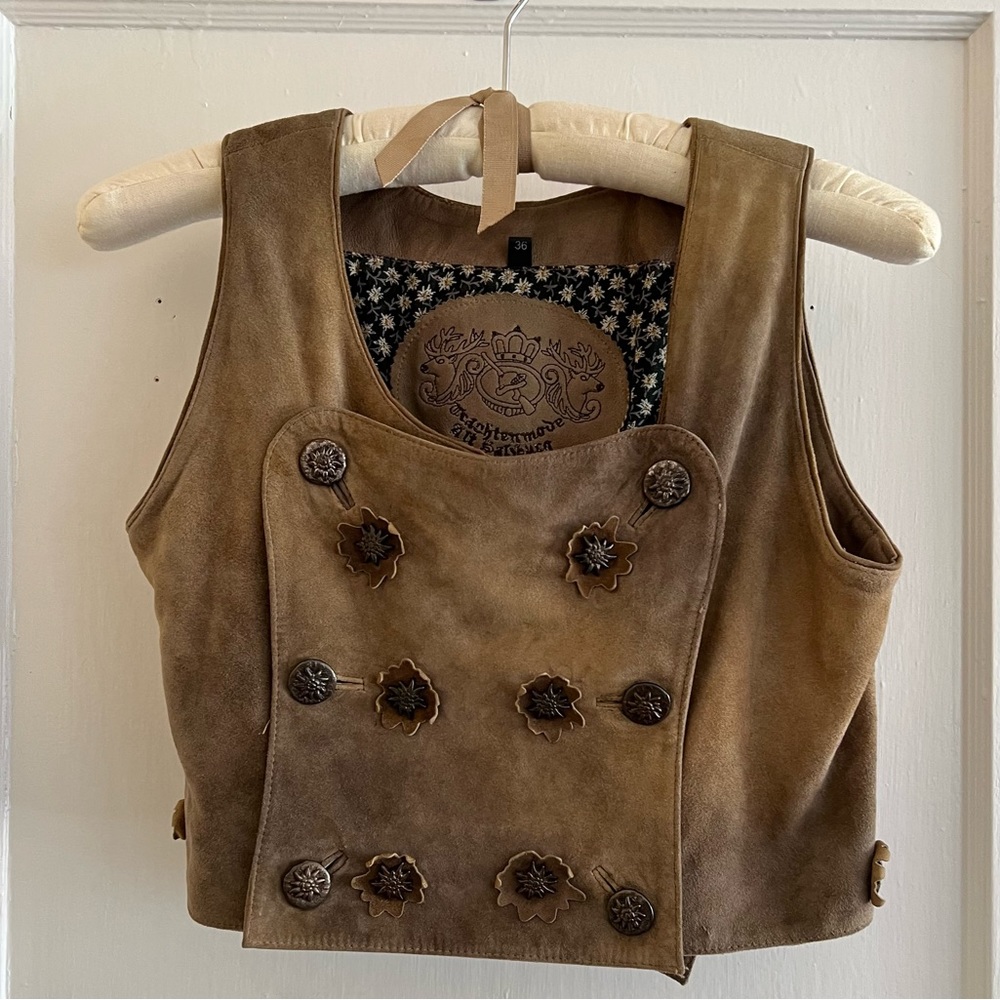 Leather Authentic Trachten Bavarian Vest Small